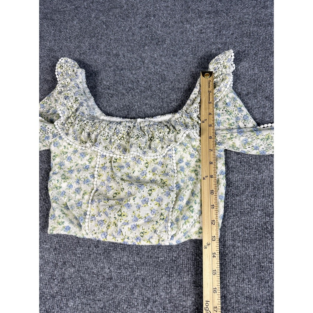 House Of Harlow Top Women XS Cottagecore Coquette Milkmaid Cropped Boho Romantic - Picture 4 of 8